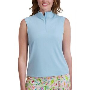 Stella Park Sport Sleeveless Mock Neck Zip Golf Tennis Polo Top Size Medium